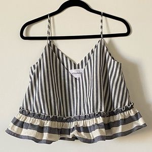 N/Nicholas Cropped spaghetti strap striped top
